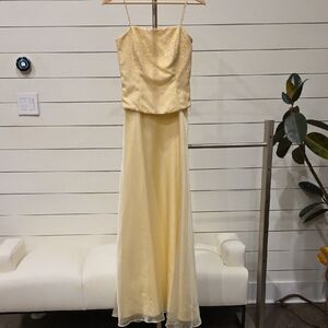 Jump Pale Yellow Satin Spaghetti Strap Dress